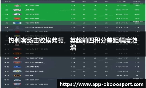 热刺客场击败埃弗顿，英超前四积分差距幅度激增
